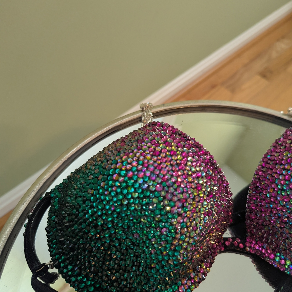Embellished Gradient Rhinestone Bikini Set - Purple & Teal - Picture 4 of 16